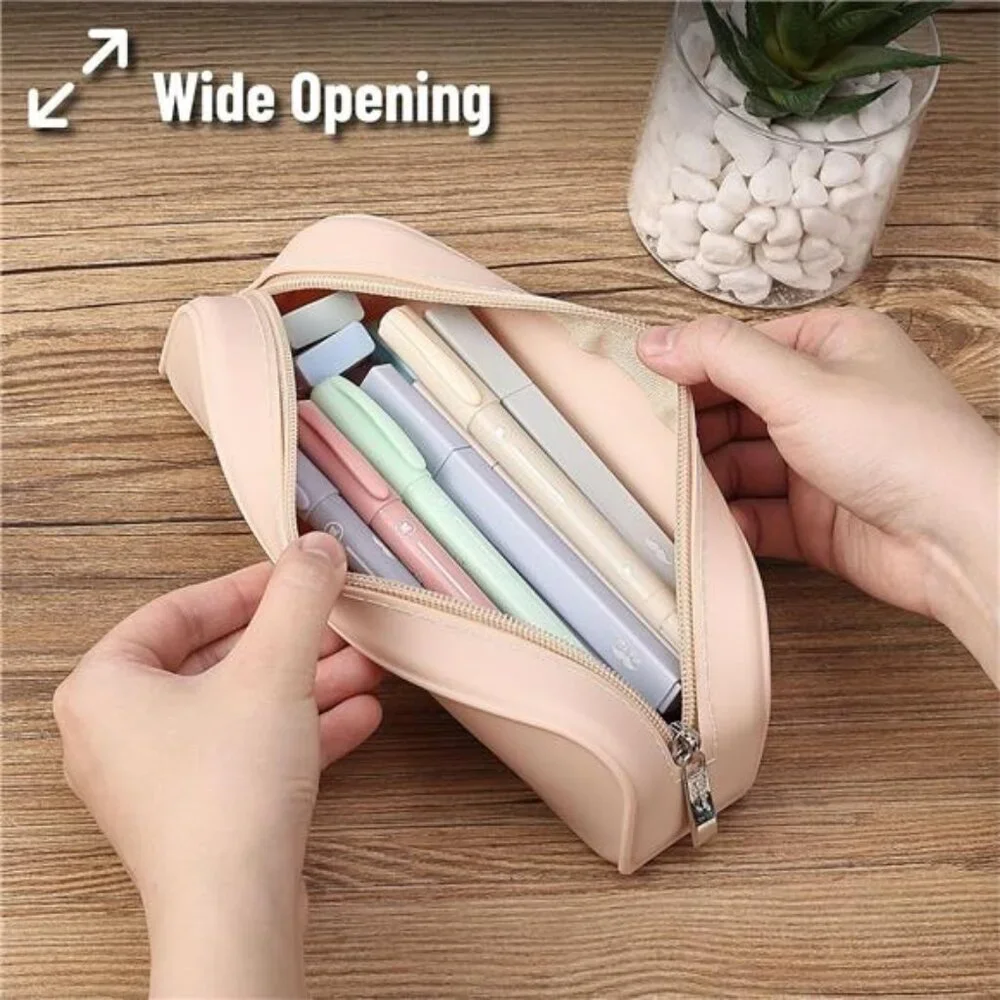Women‎ Small Silicone Pencil Case, Malibu Dune Color Pencil Pouch Pencil Case